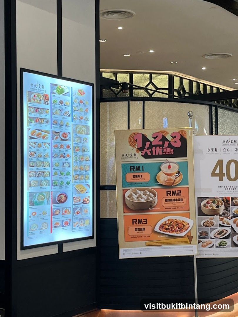 Promotional posters and menu