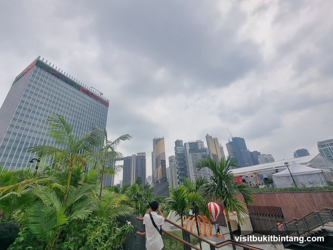 Cityscape with Greenery and Tents