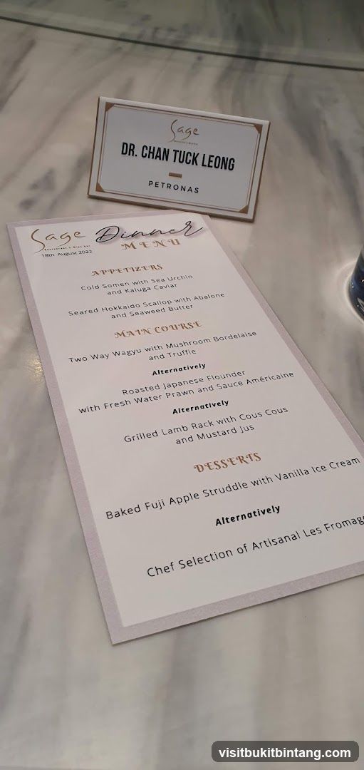 Sage Dinner Menu
