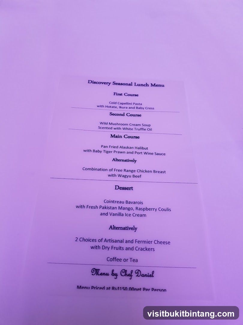 Discovery Seasonal Lunch Menu