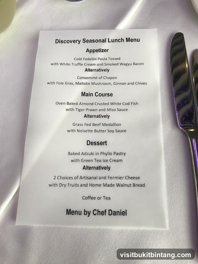 Discovery Seasonal Lunch Menu