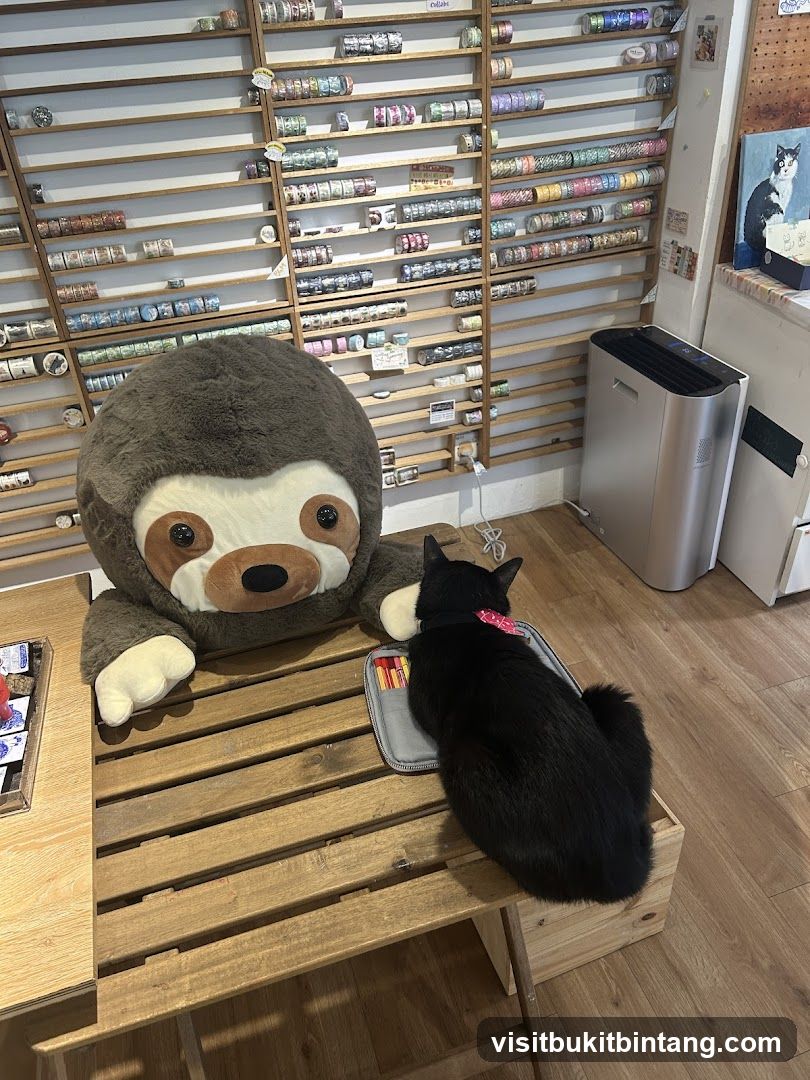 Cat and Sloth Plush Toy with Washi Tape Display