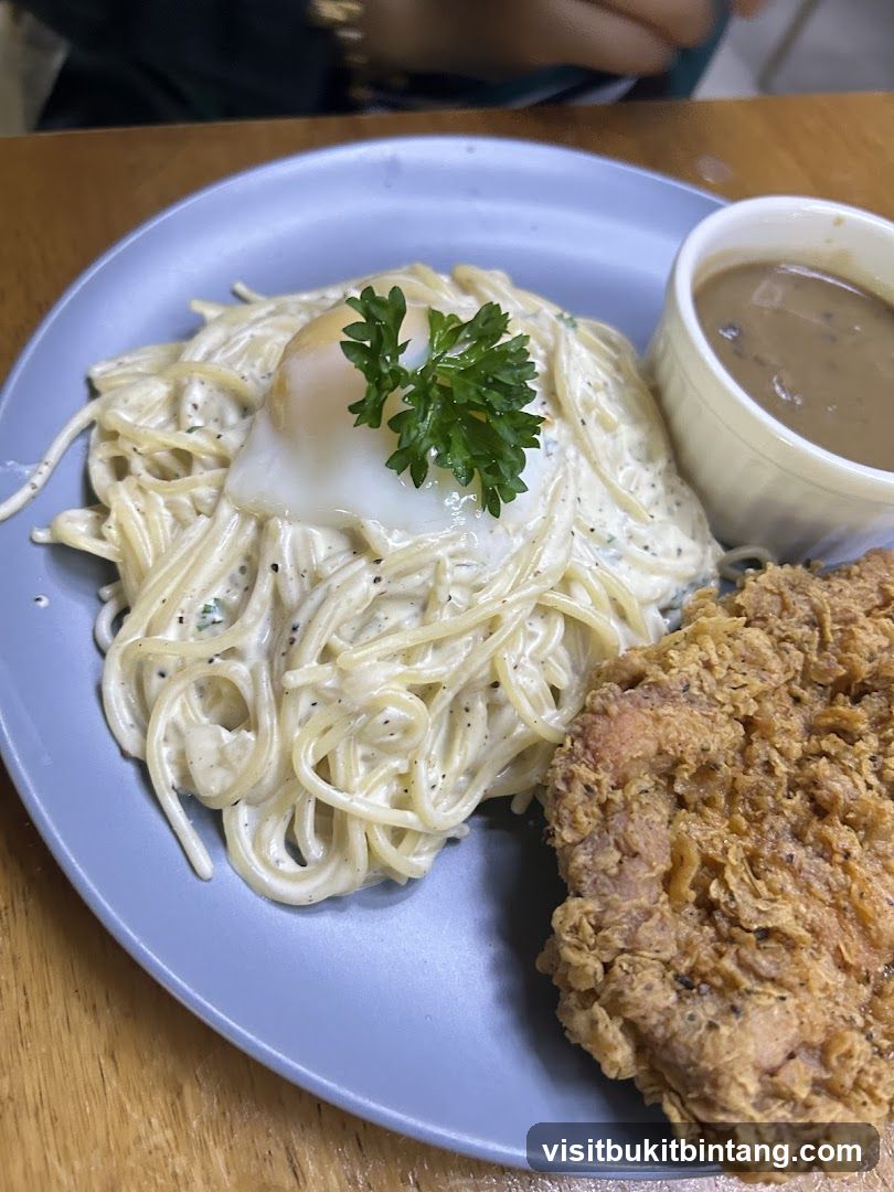 Creamy Pasta with Fried Chicken