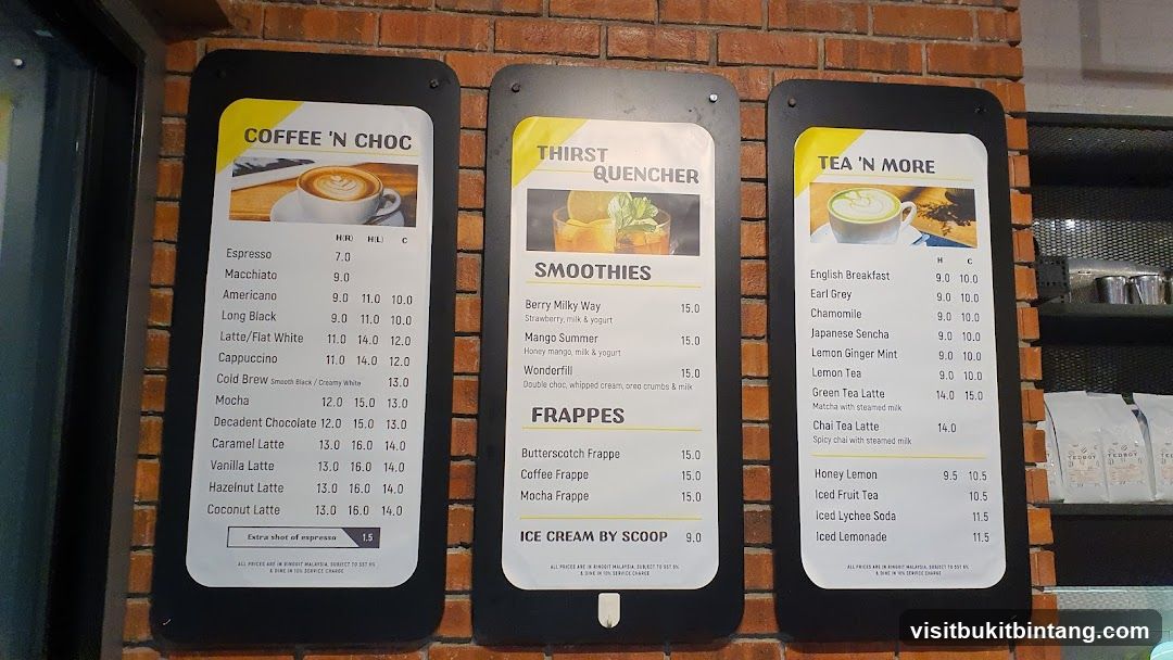 Coffee, Smoothies, Frappes, and Tea Menu