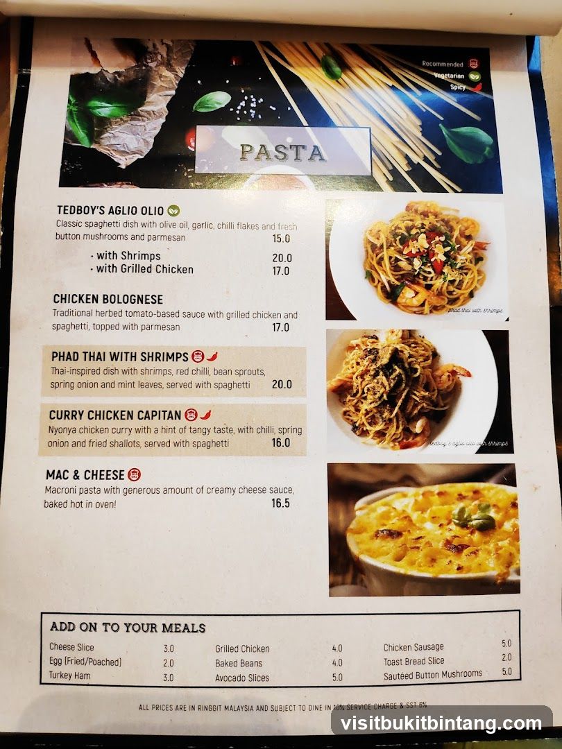 Pasta Menu