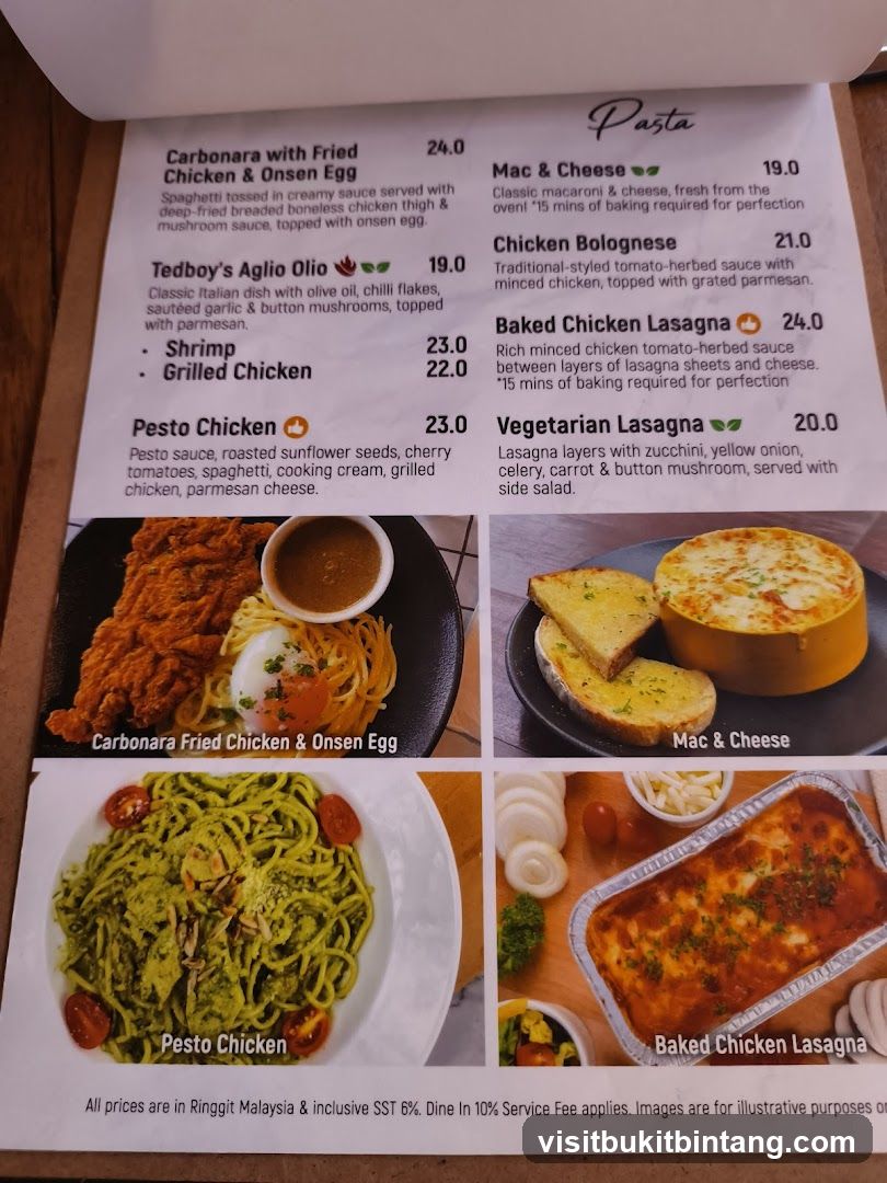 Pasta Menu