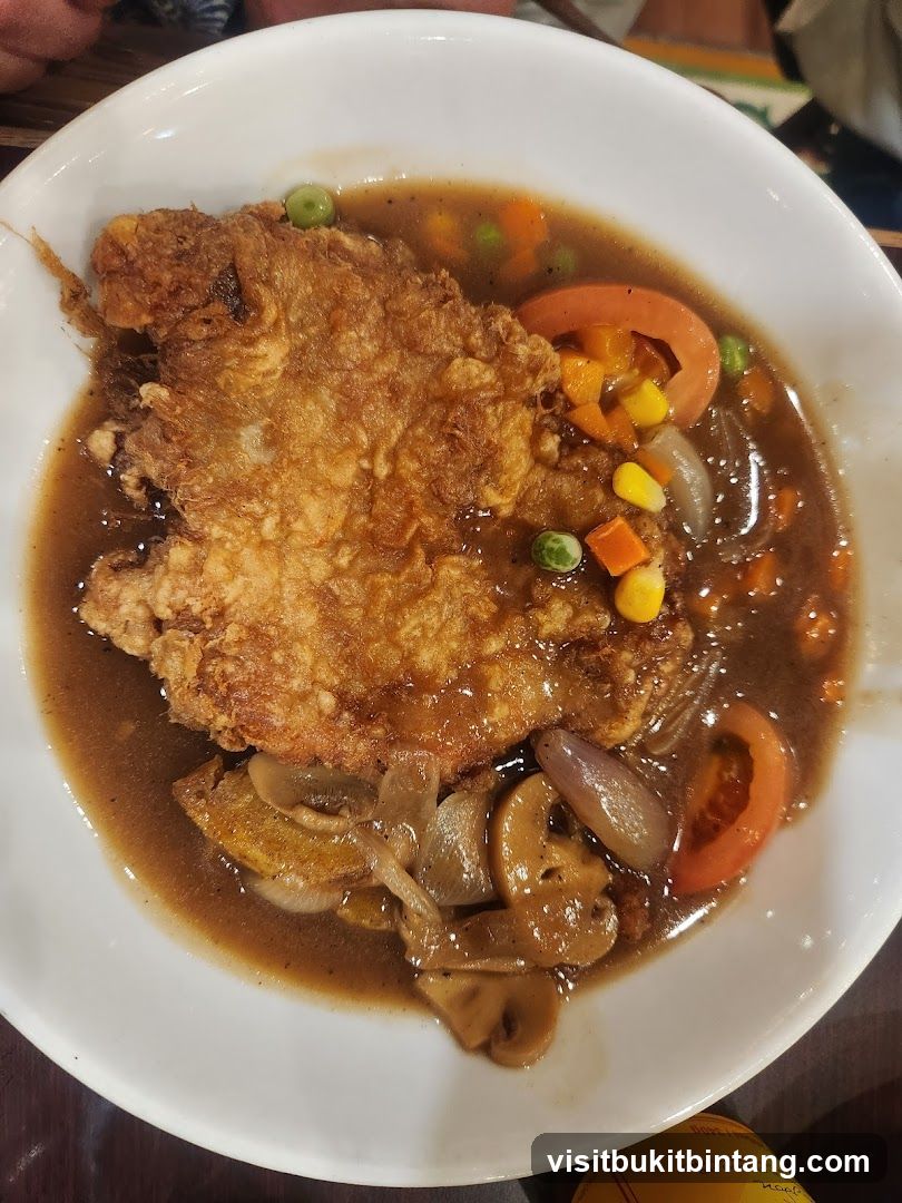 Fried Chicken with Gravy and Vegetables