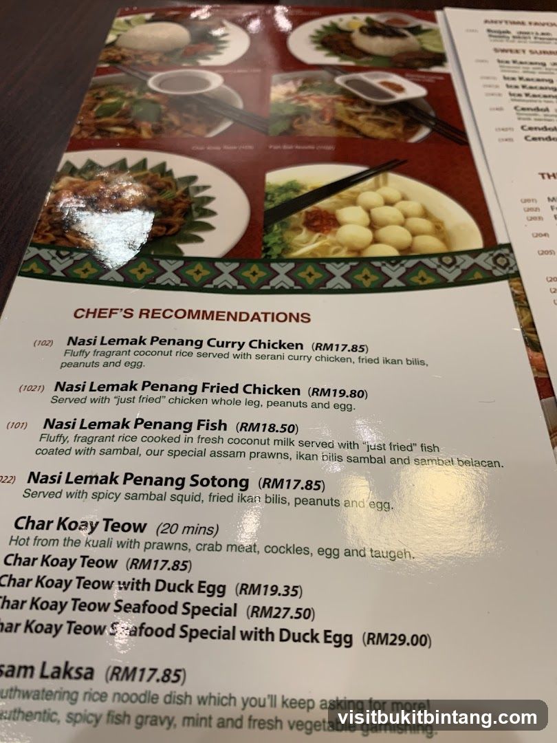 CHEF'S RECOMMENDATIONS