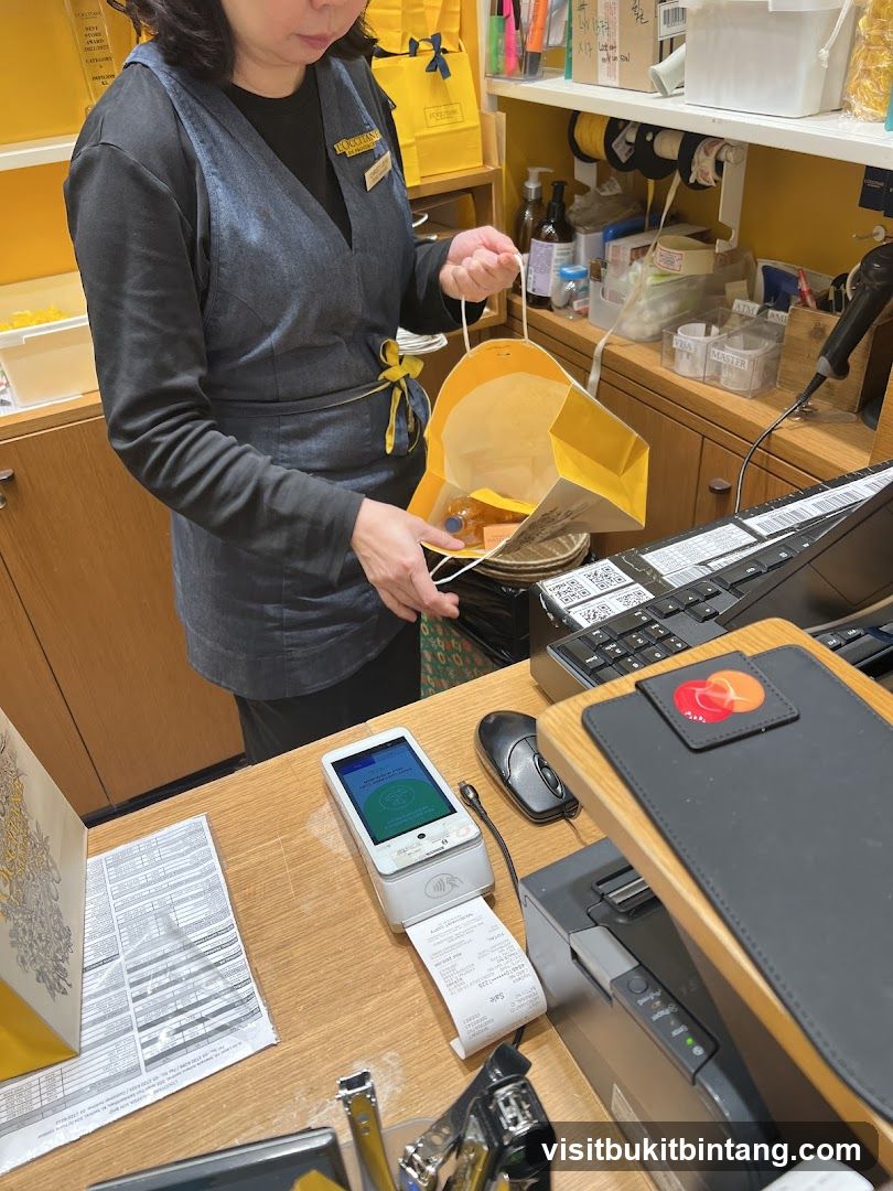 Checkout counter with staff member