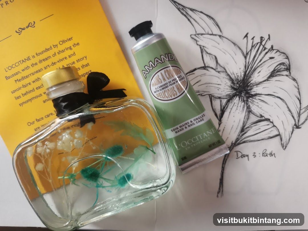 L'Occitane products and sketch