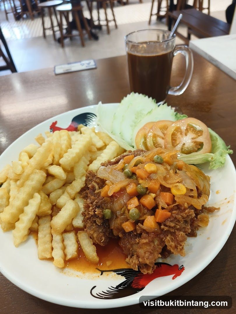 Fried Chicken with Fries and Coffee