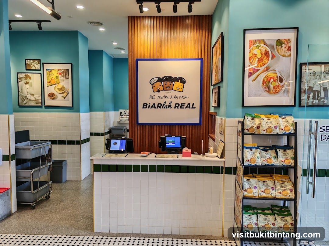Counter area with food displays