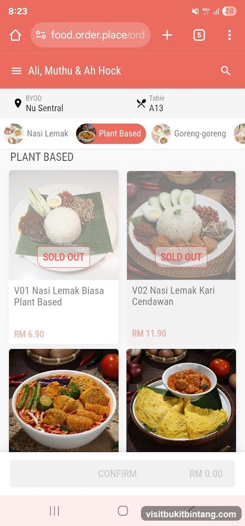 Plant Based Menu