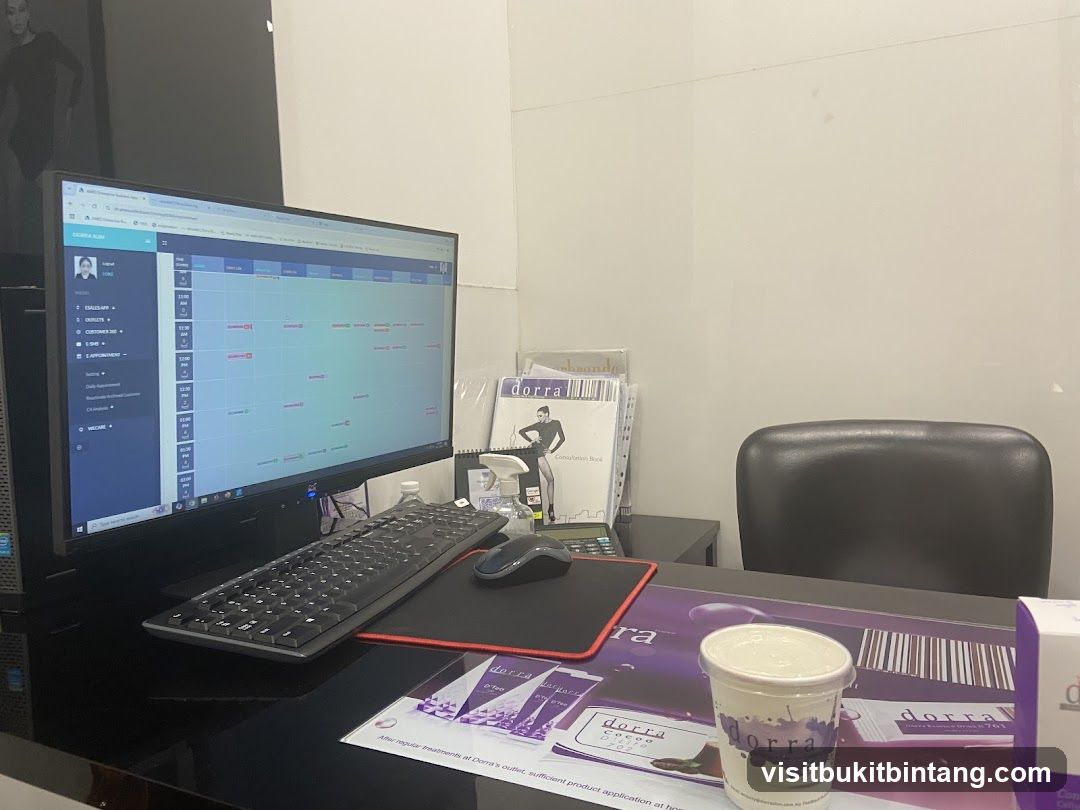Office Desk with Computer and Branded Items