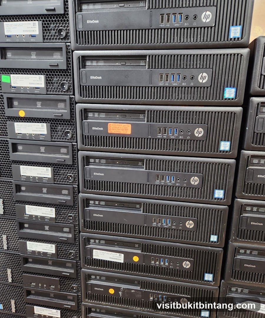 Stack of HP EliteDesk computers