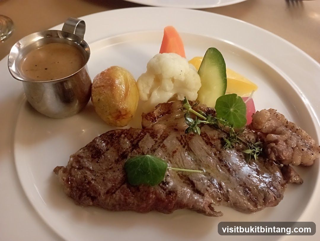 Steak with vegetables and sauce