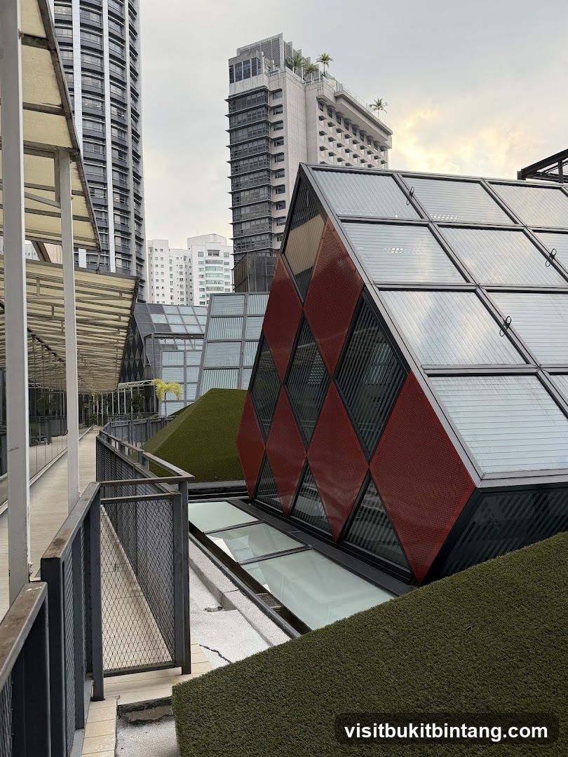 Modern Architectural Design with Greenery and Cityscape