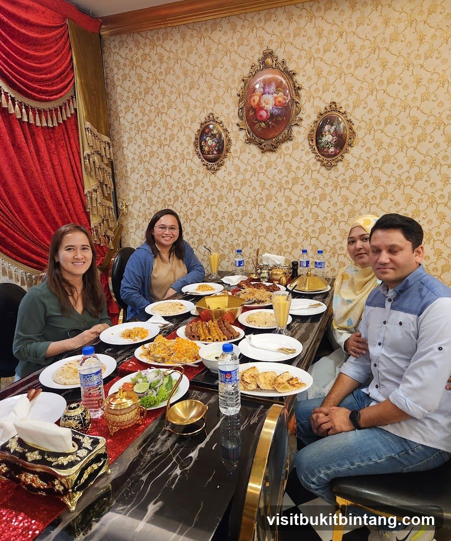 People enjoying a meal at a restaurant