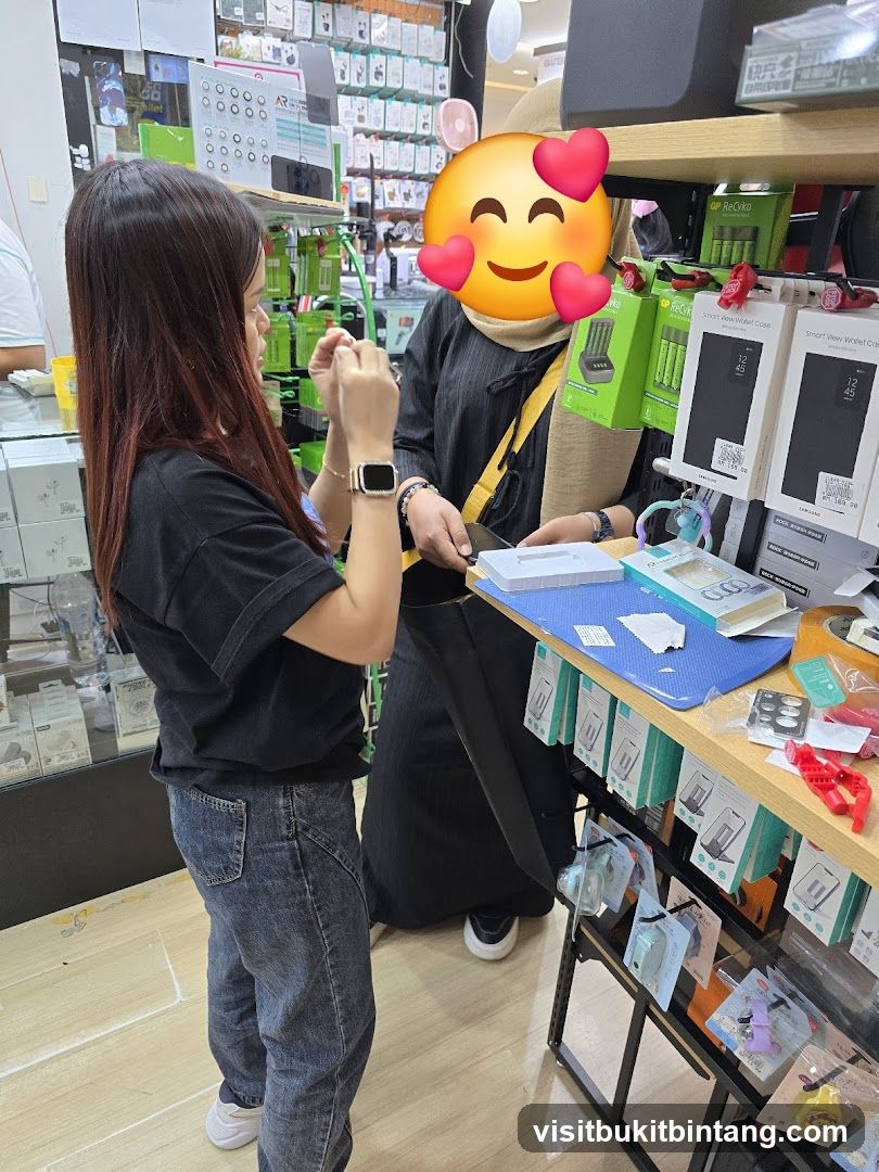 Customers browsing accessories