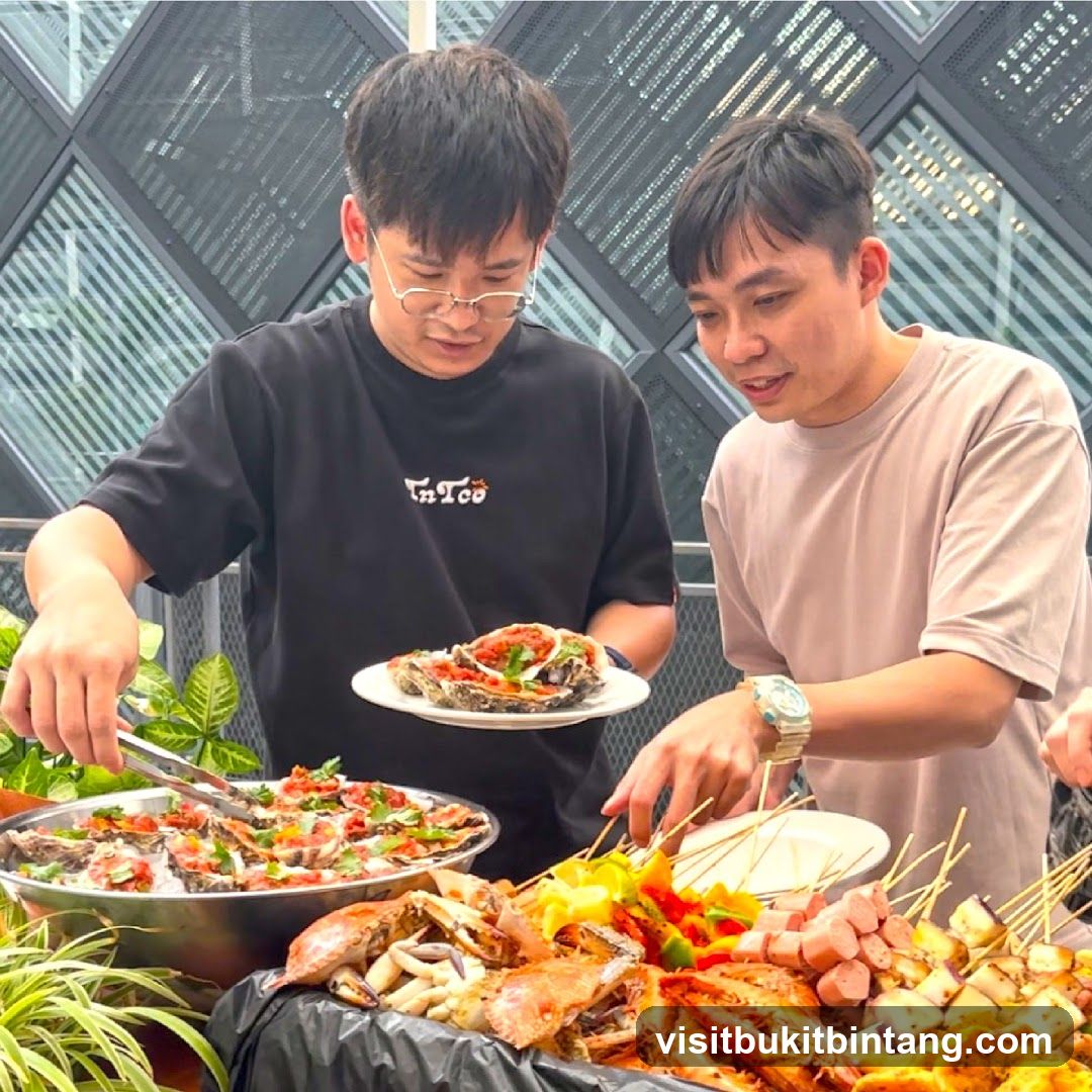 People selecting food from a buffet