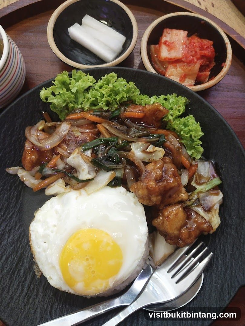 Korean Fried Chicken with Rice and Egg