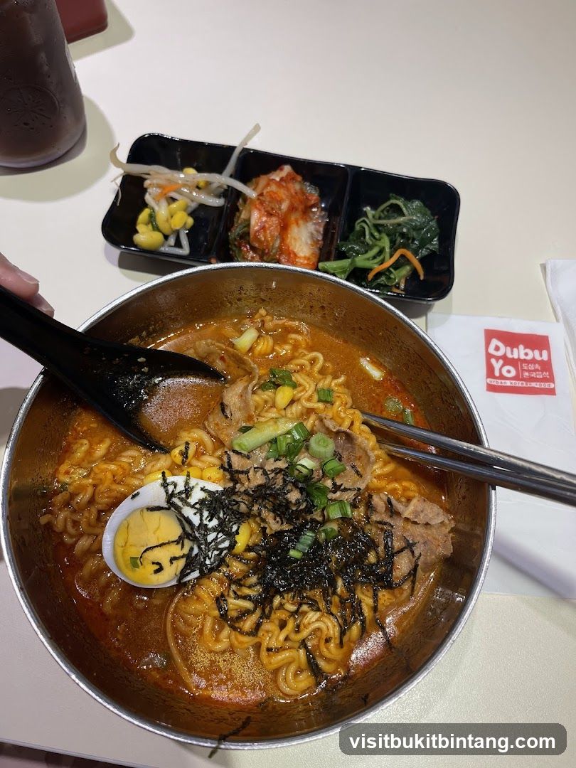 Korean Noodle Soup with Side Dishes