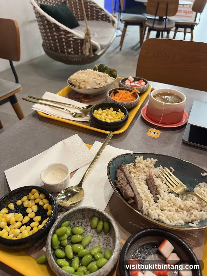 Table with food and drinks