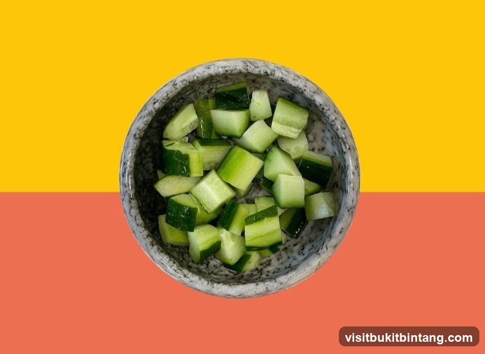 Diced Cucumbers in a Bowl