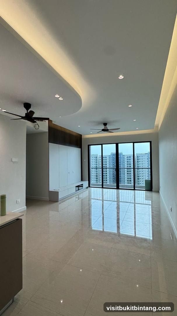 Modern Living Room with City View