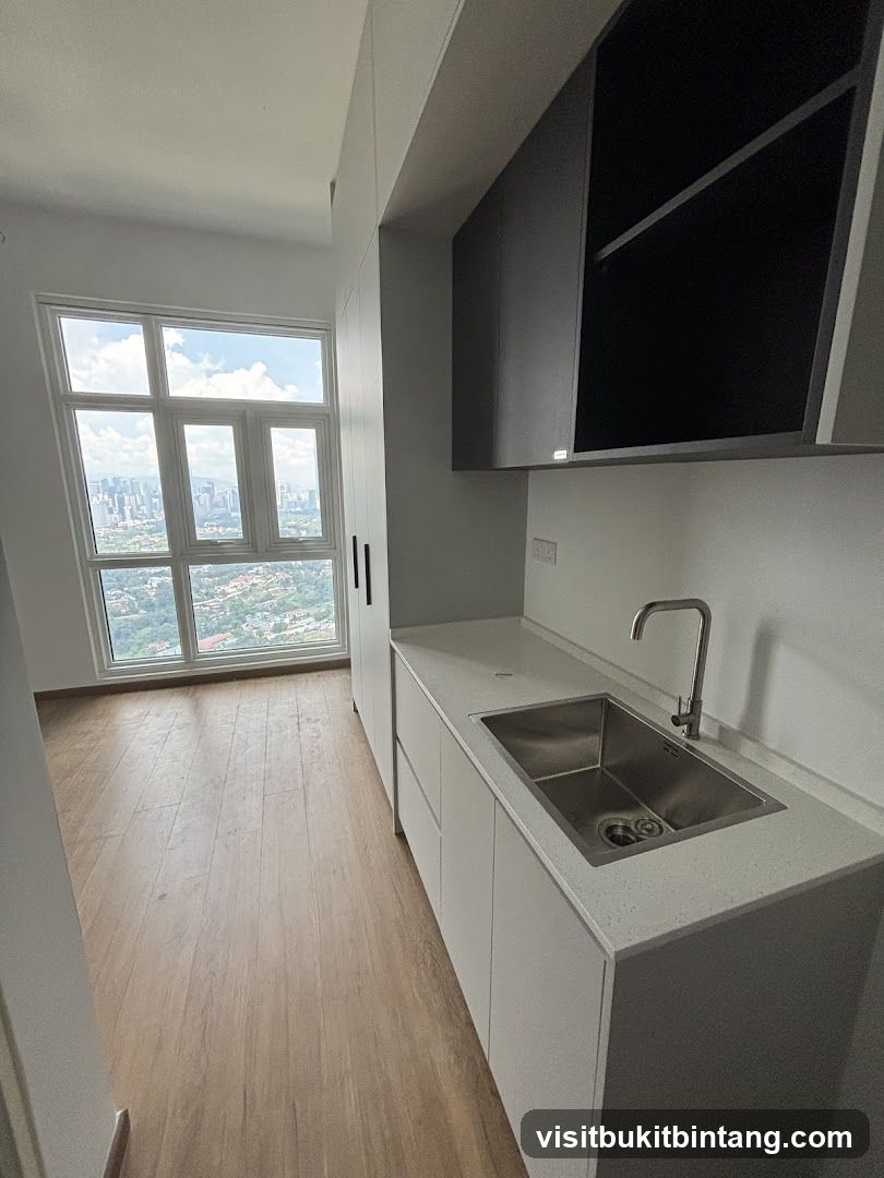 Modern Kitchenette with City View