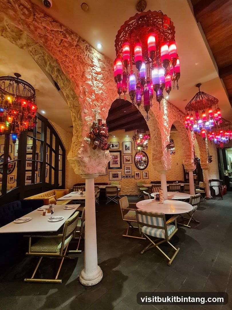 Restaurant Interior with Ornate Chandeliers