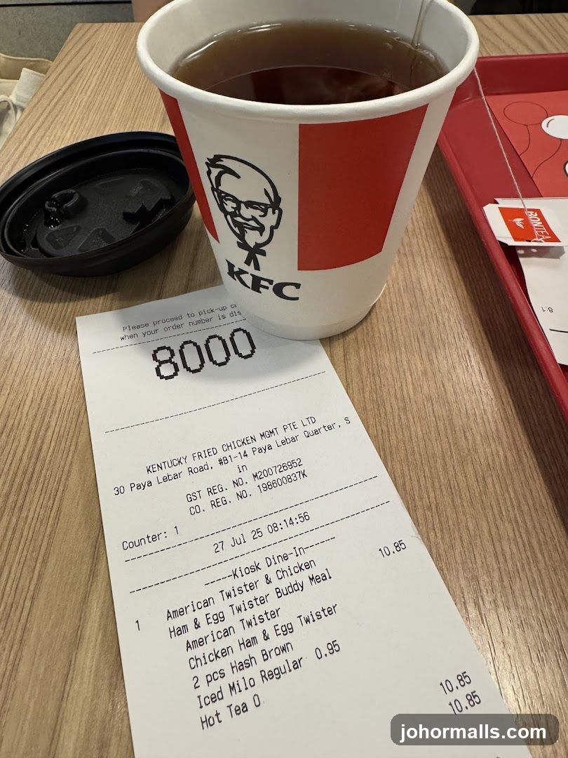 KFC Receipt and Drink