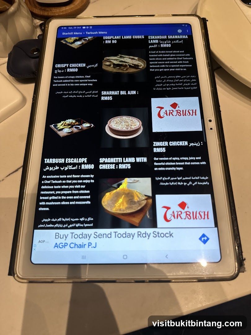 Starhill Menu - Tarbush Menu