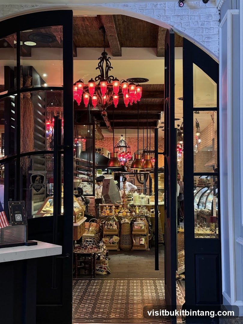 Interior of a shop with decorative lighting and merchandise