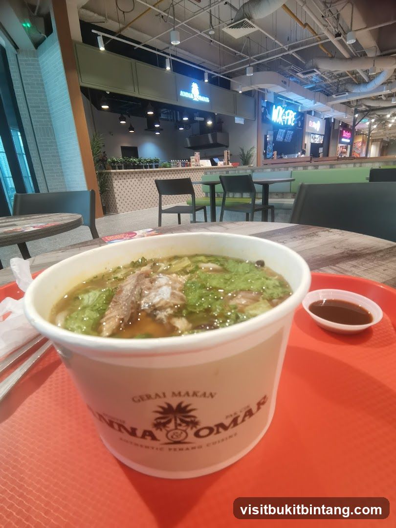 Food in a bowl at a food court