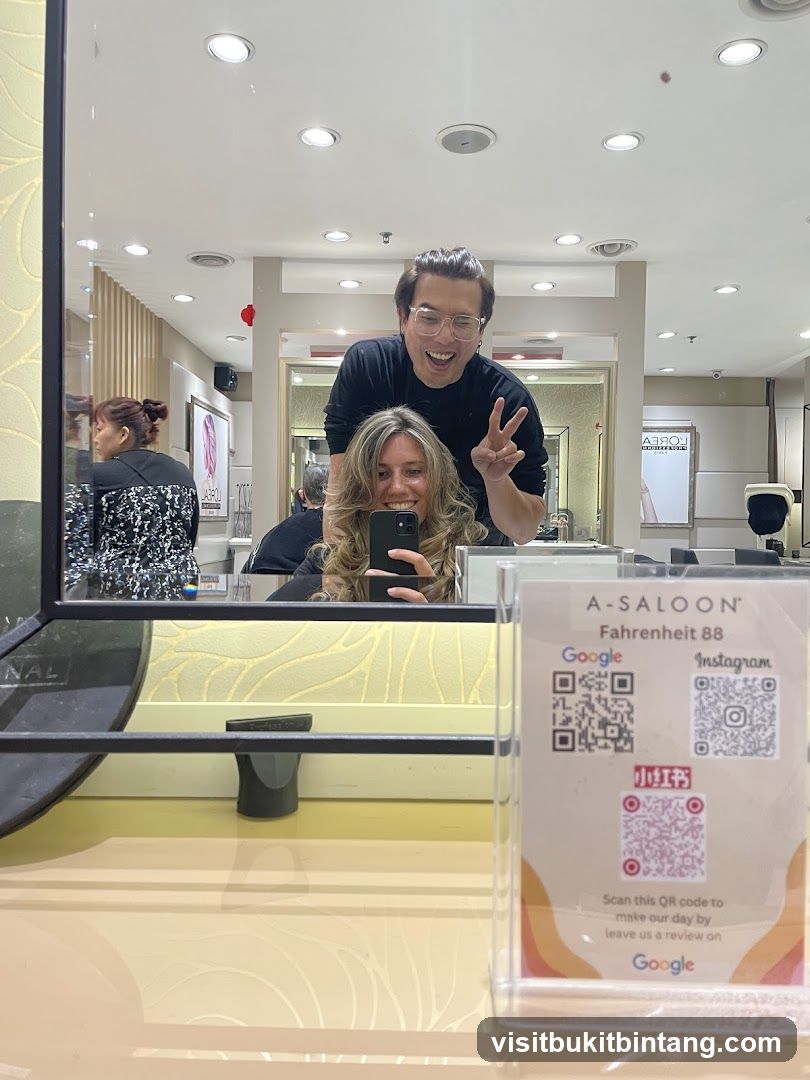 Salon Interior with QR Code Display