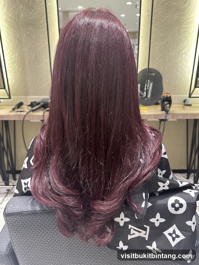 Woman with Burgundy Hair in Salon