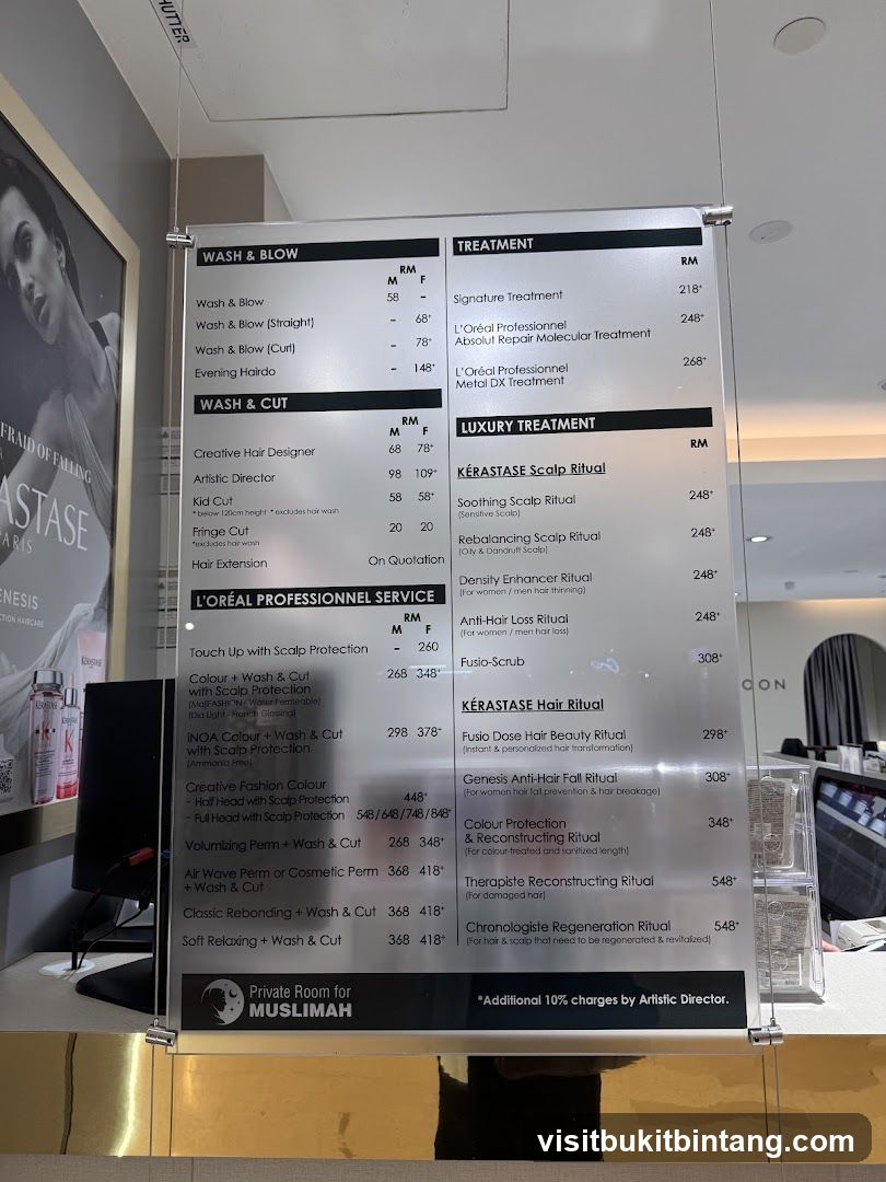 Hair Salon Menu