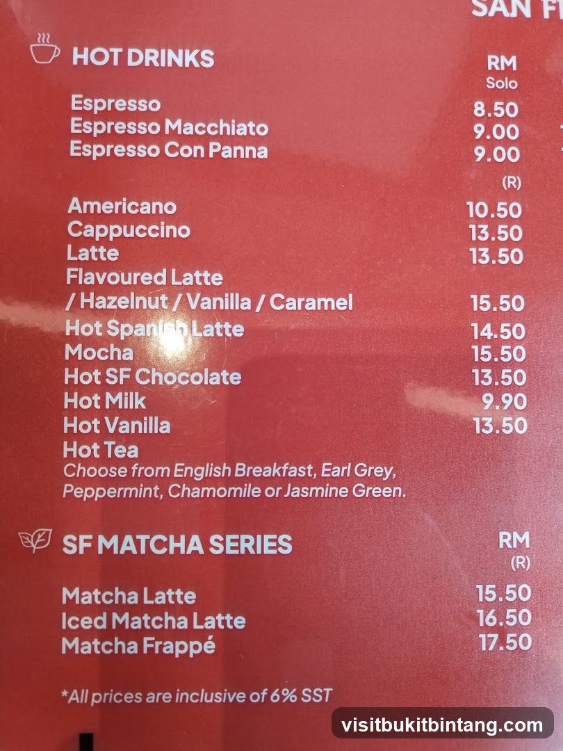Hot Drinks and SF Matcha Series