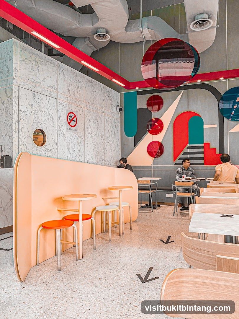 Modern Cafe Interior with Geometric Decor