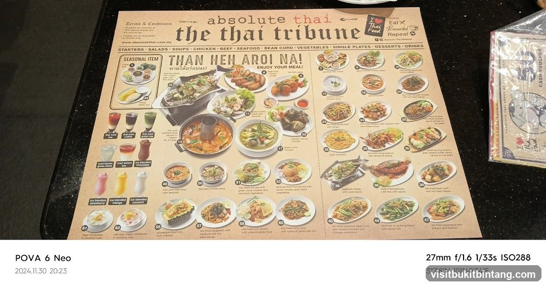 Absolute Thai Menu