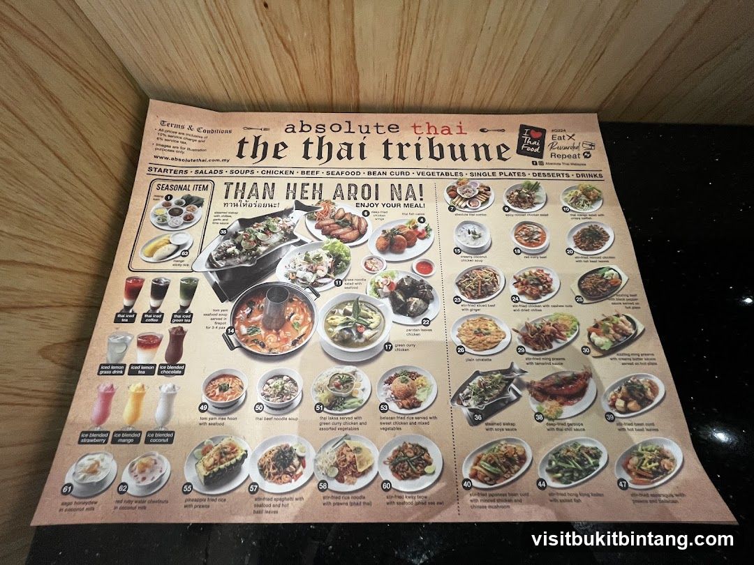 The Thai Tribune Menu