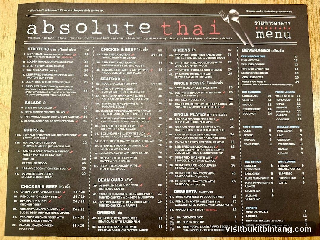 Absolute Thai Menu