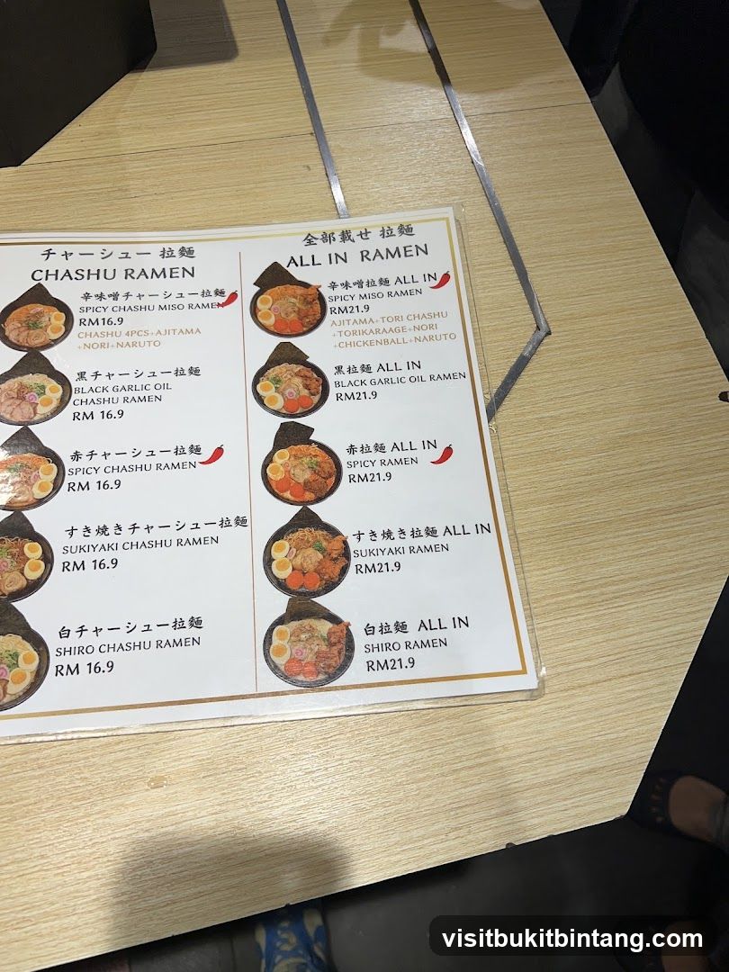 Ramen Menu