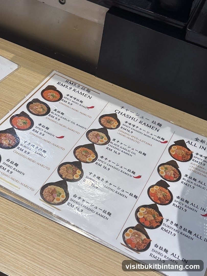 Ramen Menu