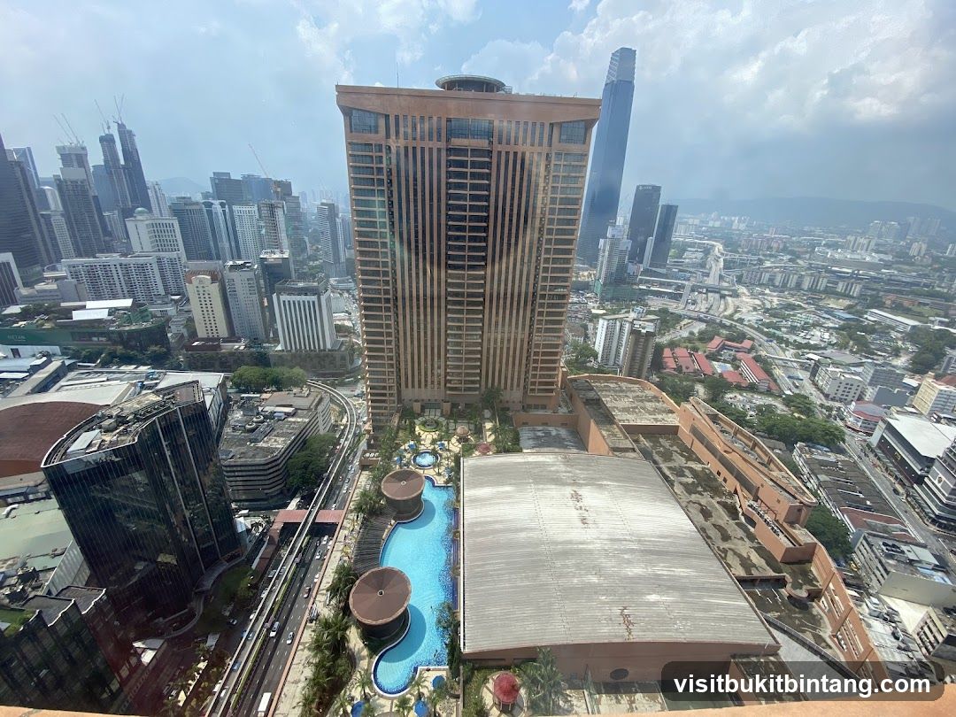 Cityscape with Tall Buildings and Pool