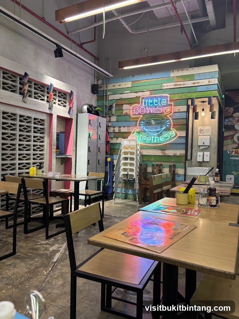 Restaurant Interior with Neon Sign
