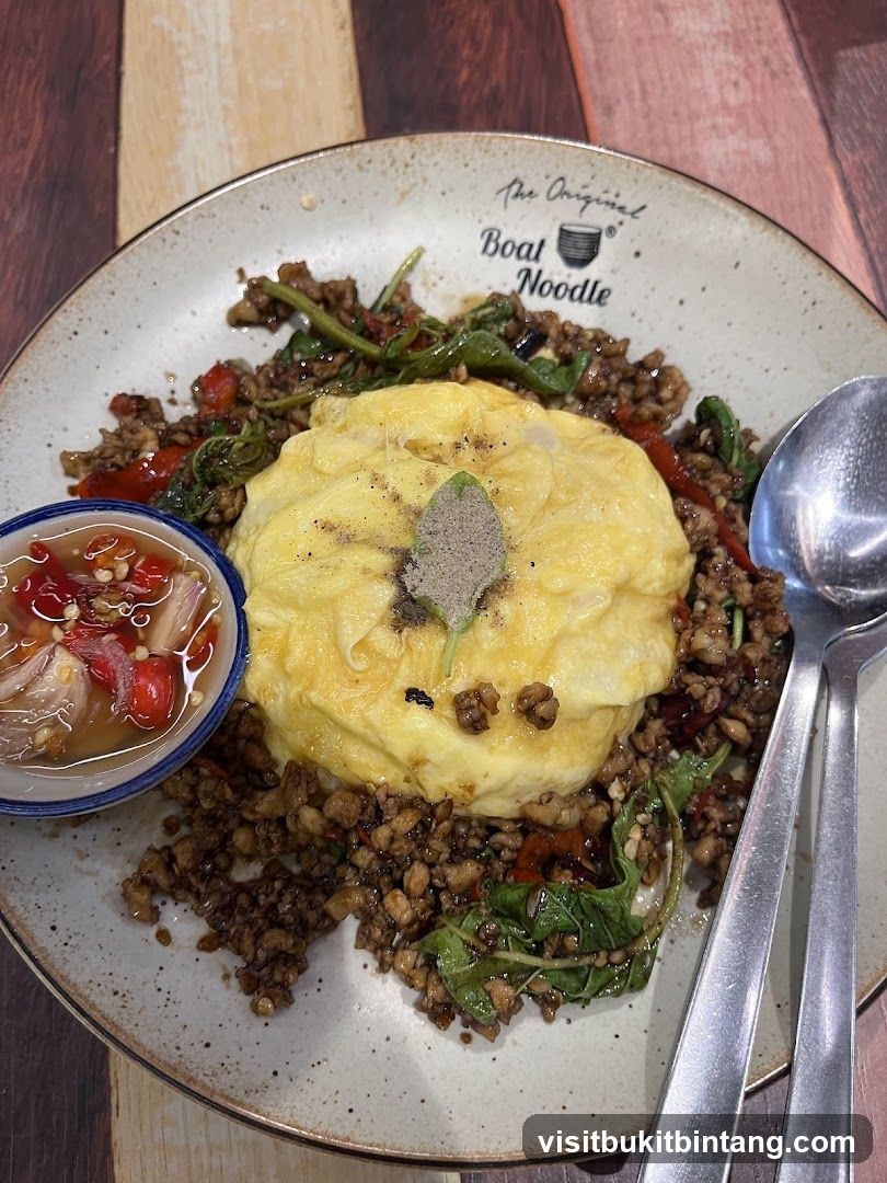 Minced Meat with Basil and Omelette