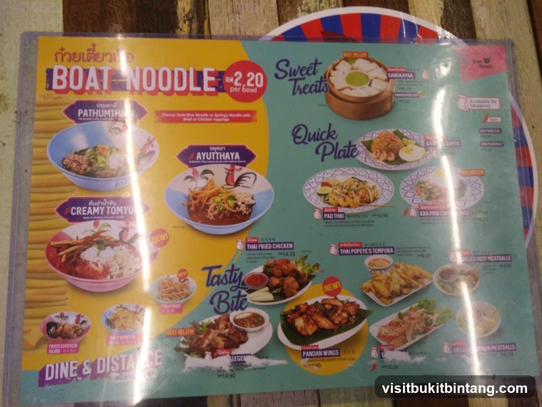 Boat Noodle Menu