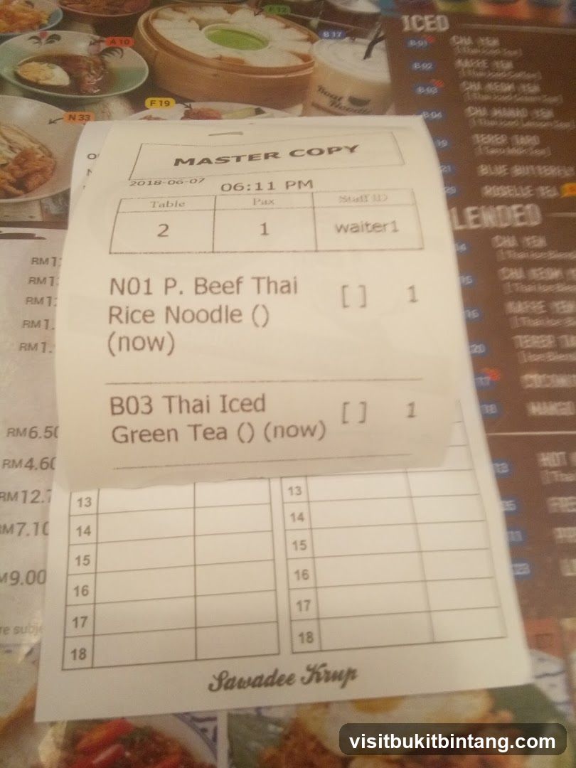 Restaurant Receipt and Menu Snippets